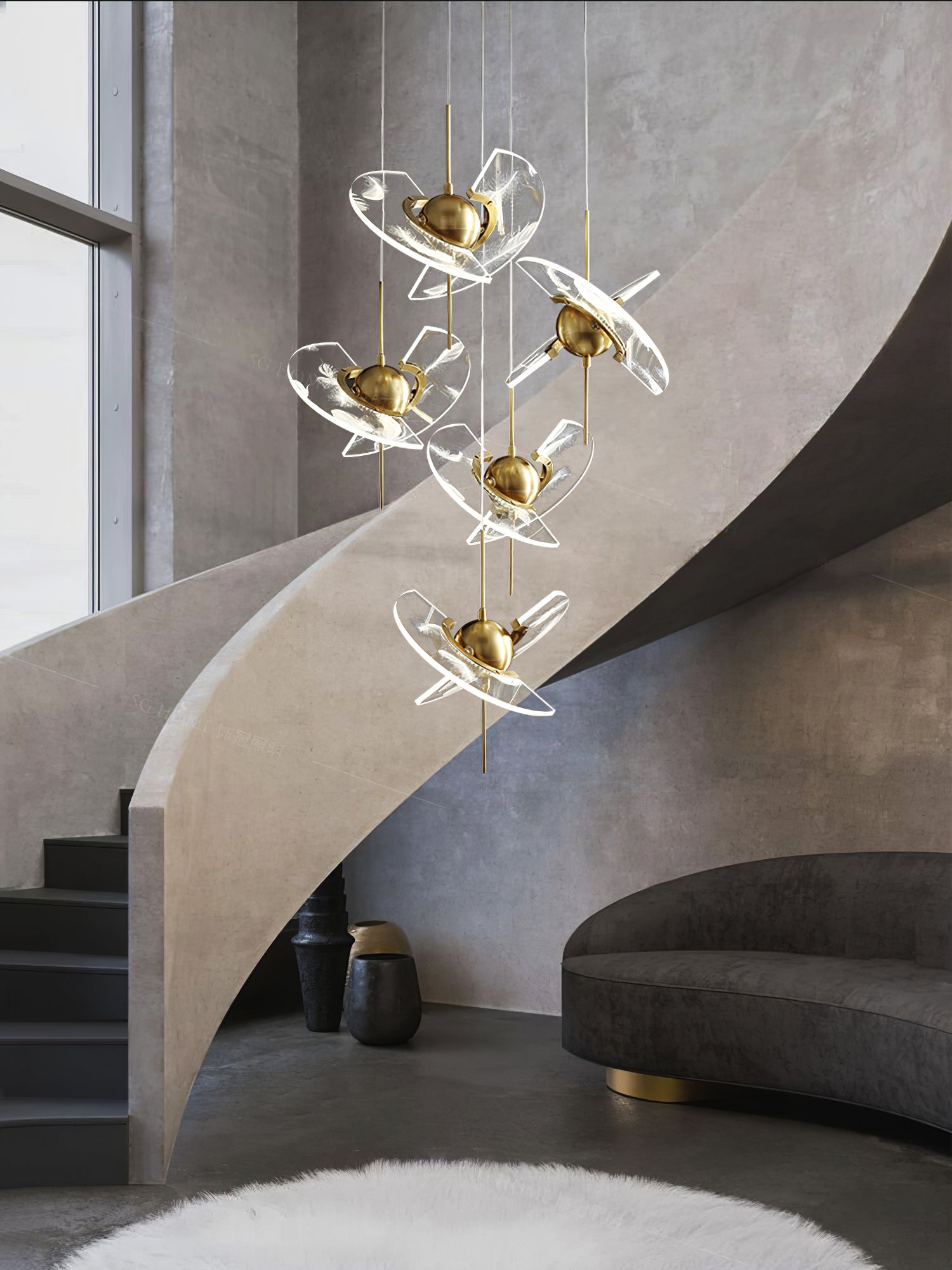 Brass Feather Pendant Lamp - Lumpaz