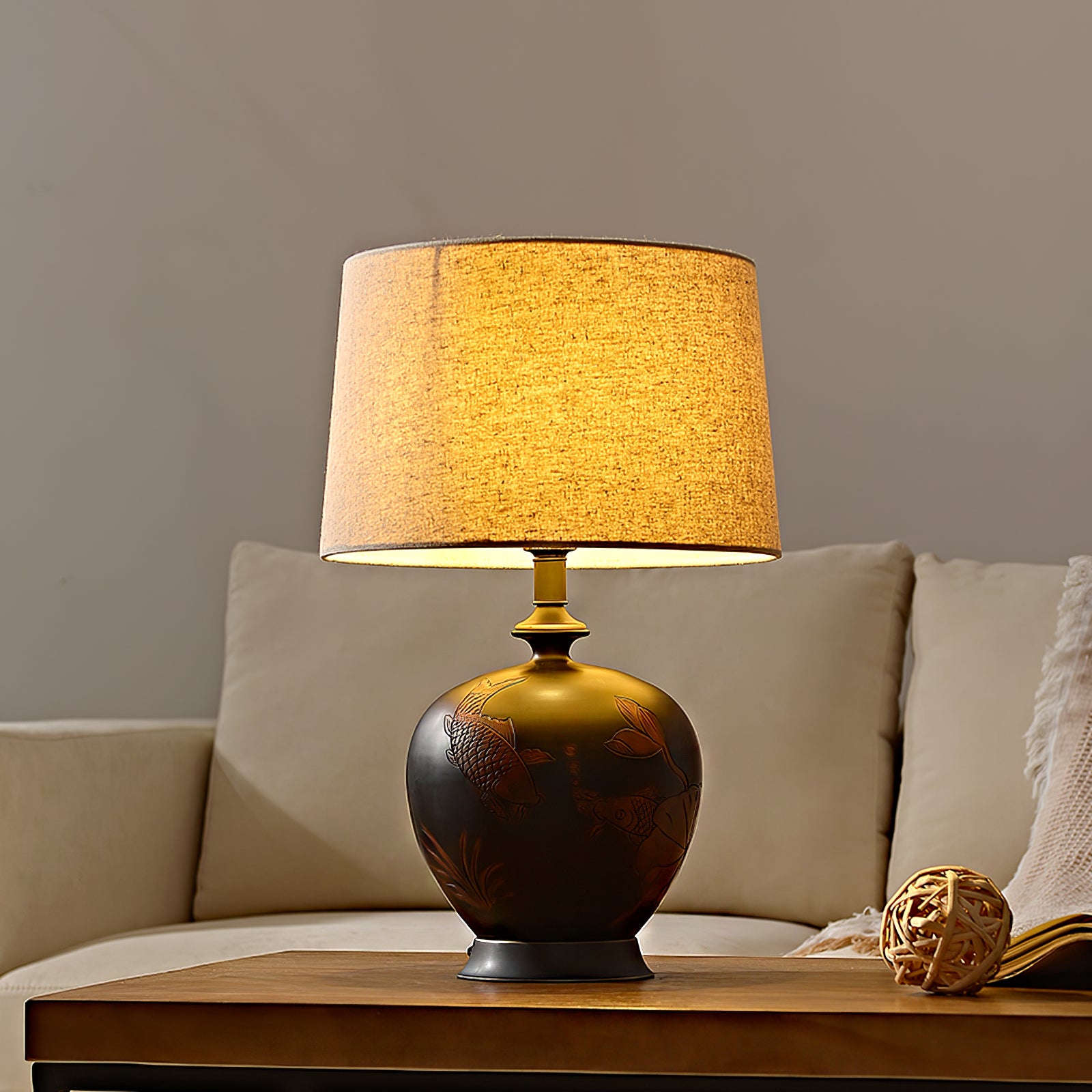 Fish Motif Ceramic Table Lamp - Lumpaz