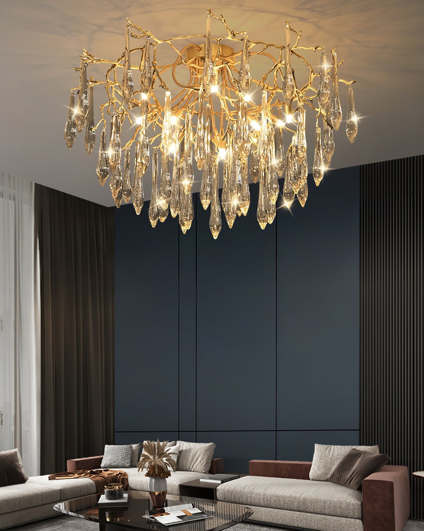 Teardrop Round Crystal Ceiling Lamp - Lumpaz