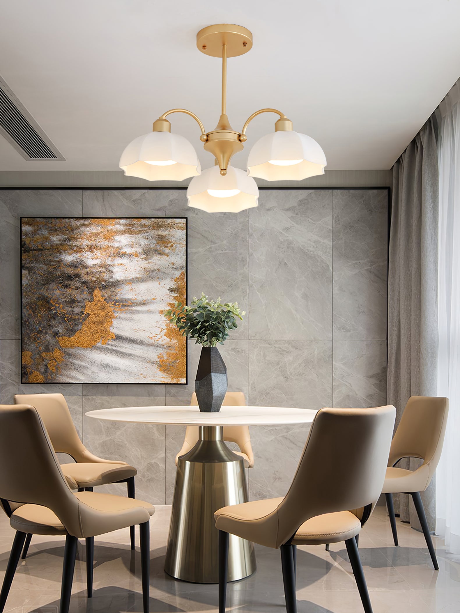 Frosted Glass Bell Chandelier - Lumpaz