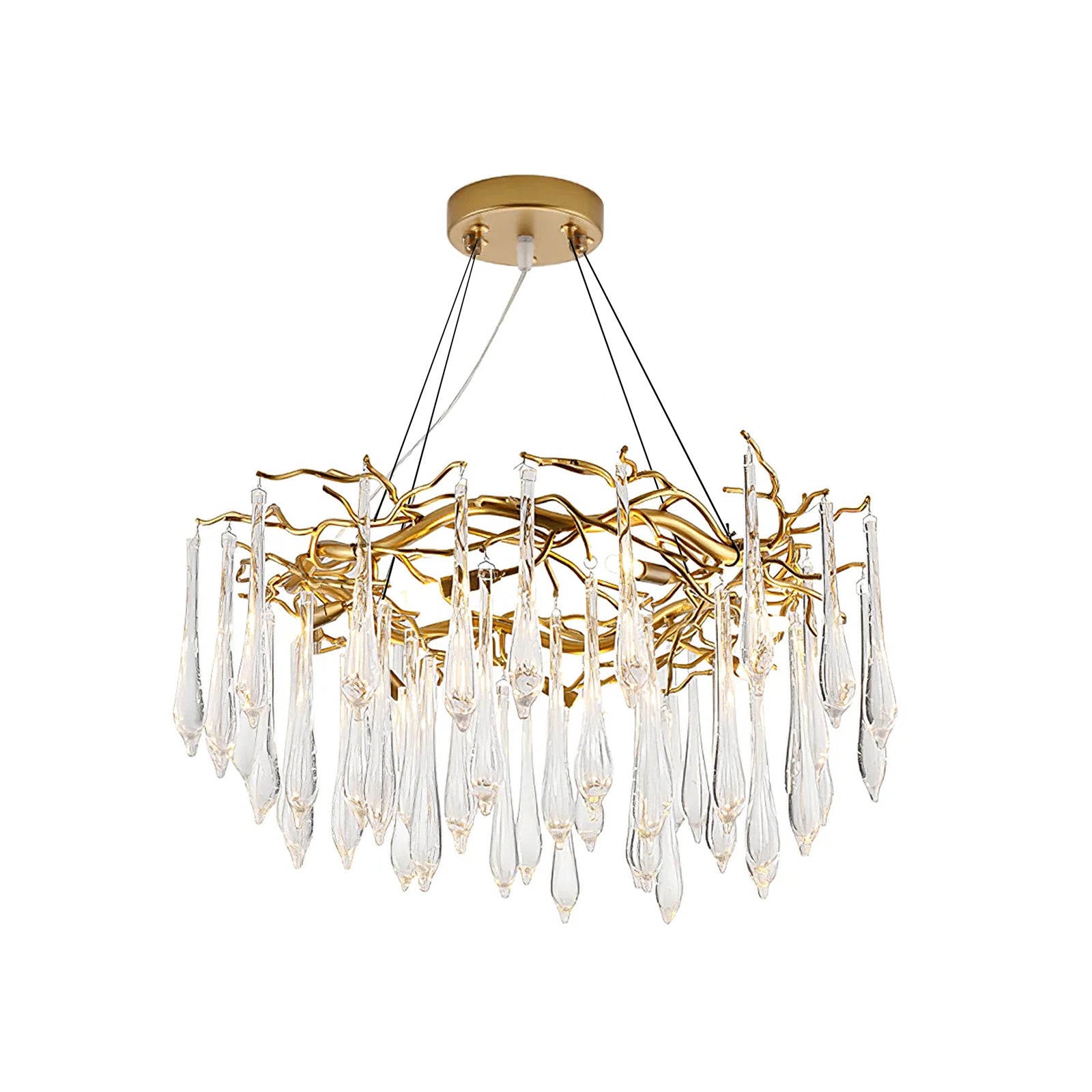 Teardrop Round Crystal Chandelier - Lumpaz