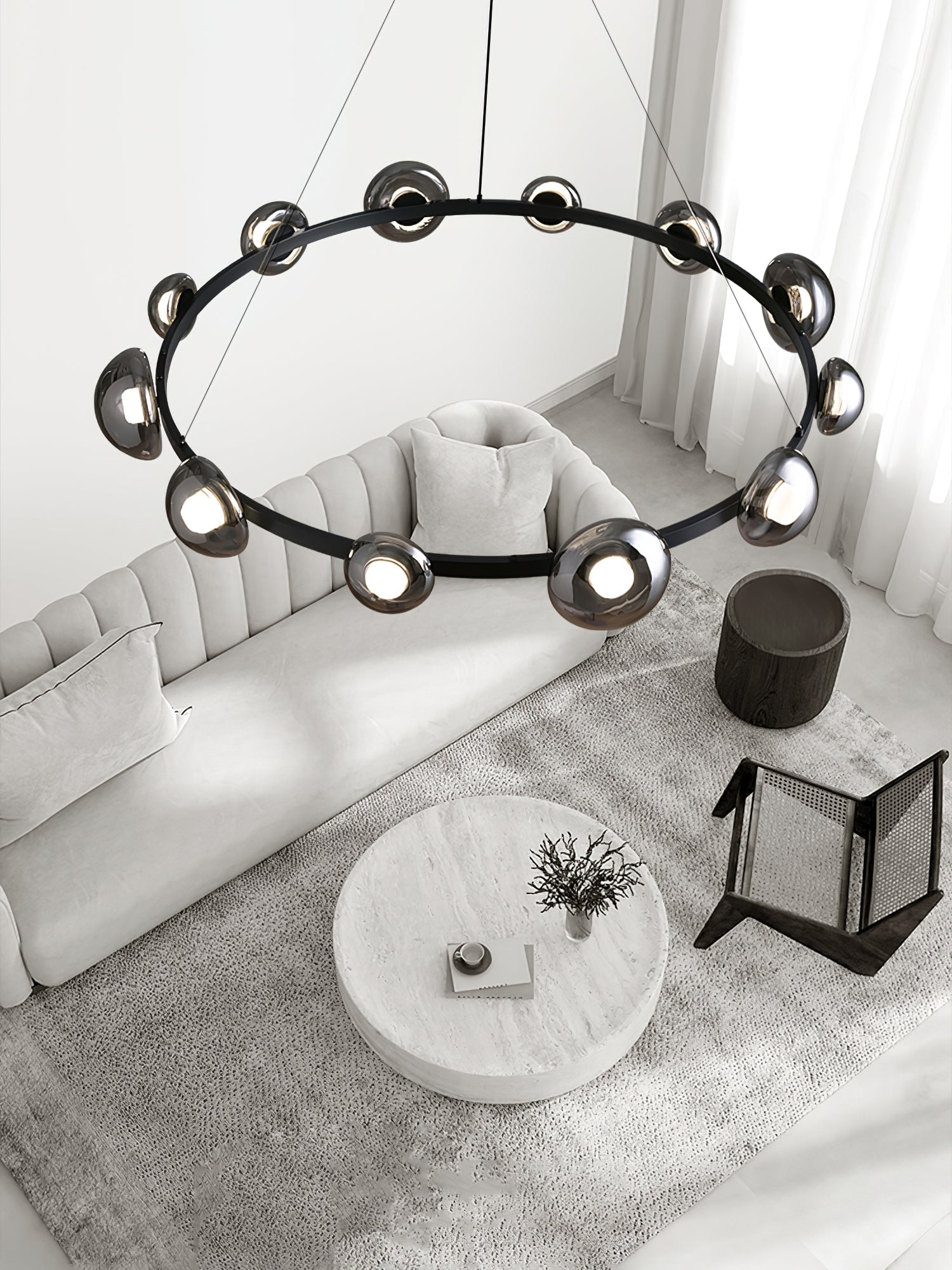 Brass Bar Glass Chandelier - Lumpaz