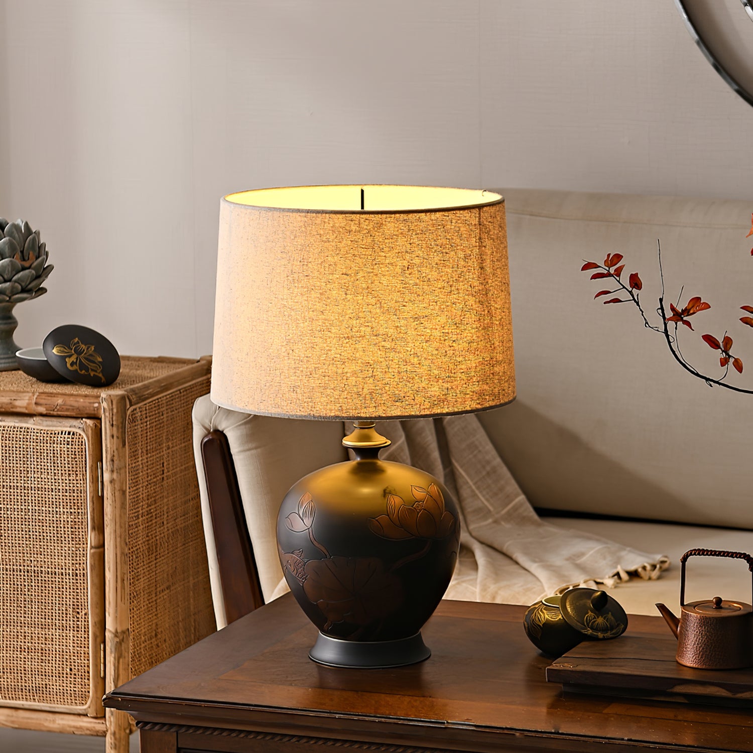 Fish Motif Ceramic Table Lamp - Lumpaz