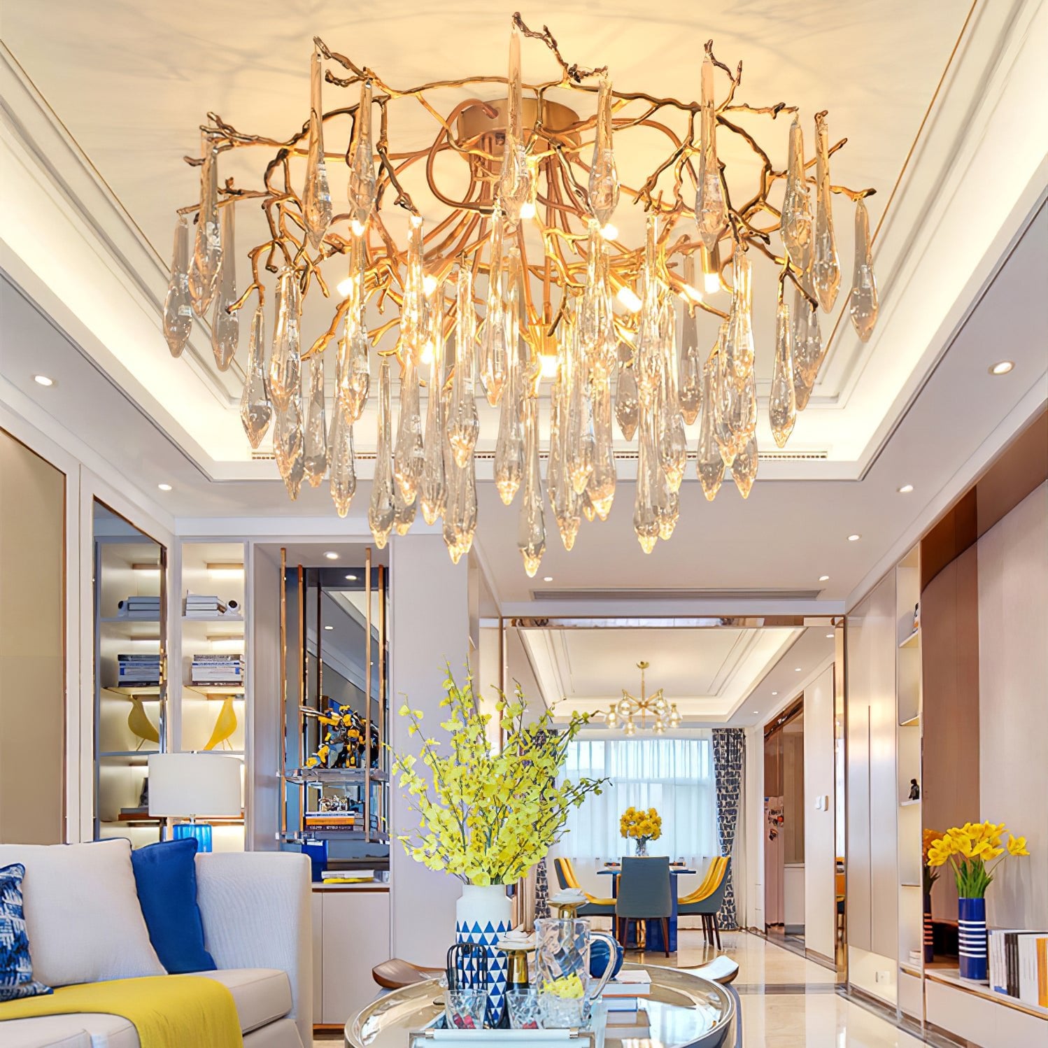 Teardrop Round Crystal Ceiling Lamp - Lumpaz