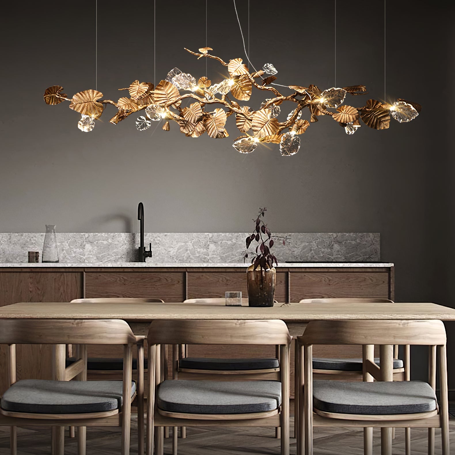 Brass Leaf Chandelier - Lumpaz