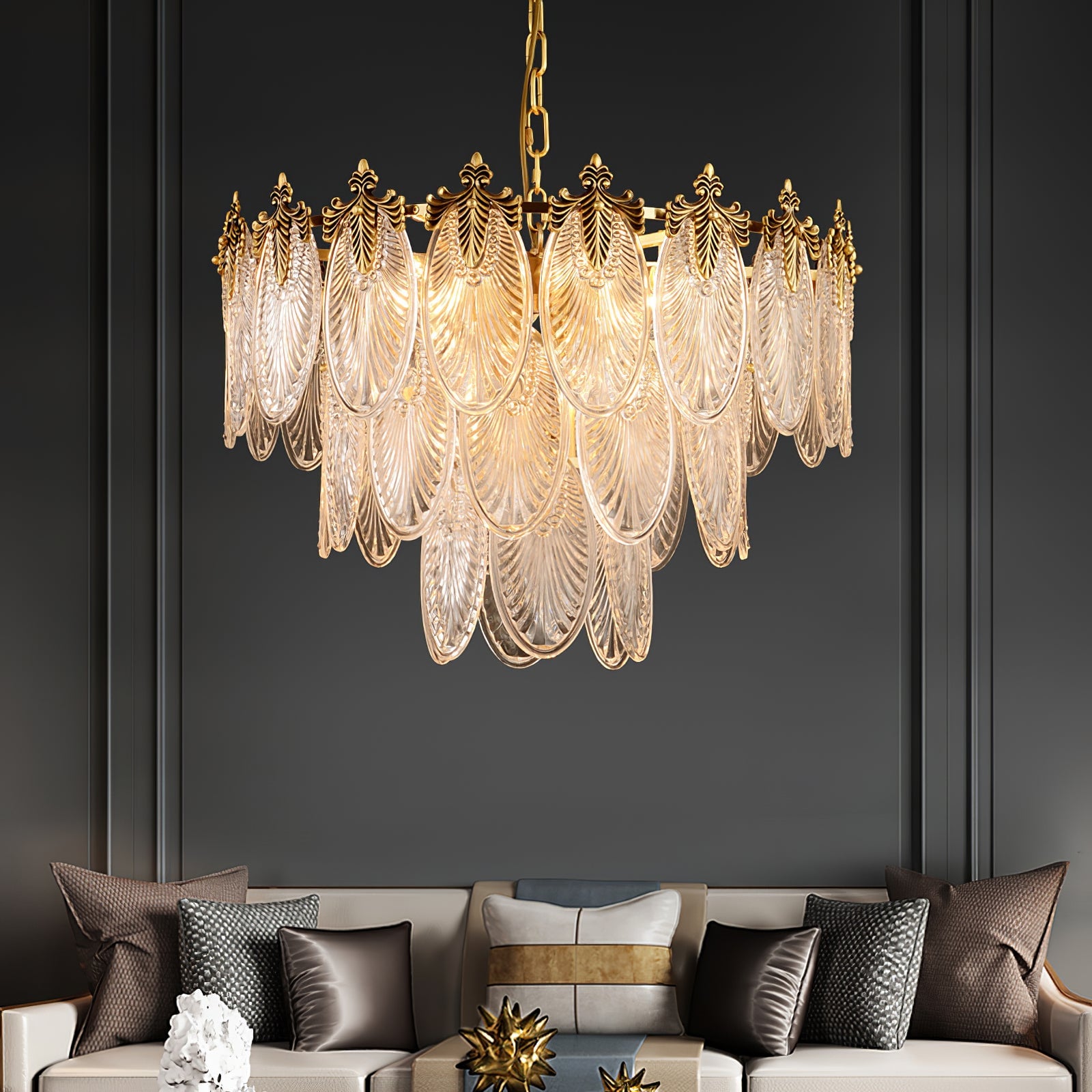 Brass Leaves Chandelier - Lumpaz