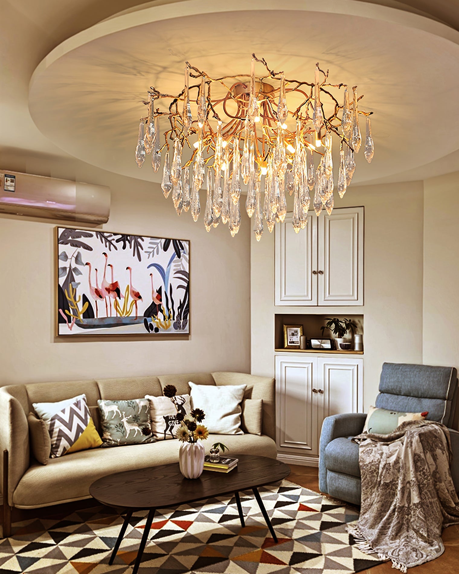 Teardrop Round Crystal Ceiling Lamp - Lumpaz