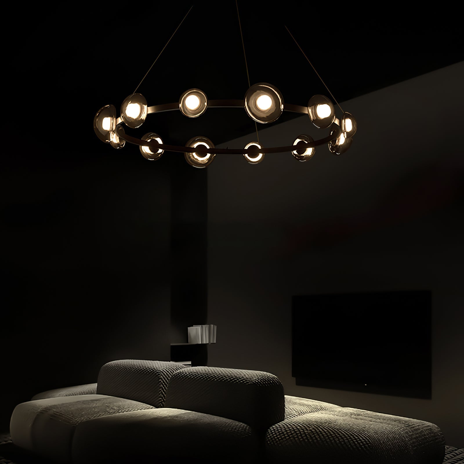 Brass Bar Glass Chandelier - Lumpaz