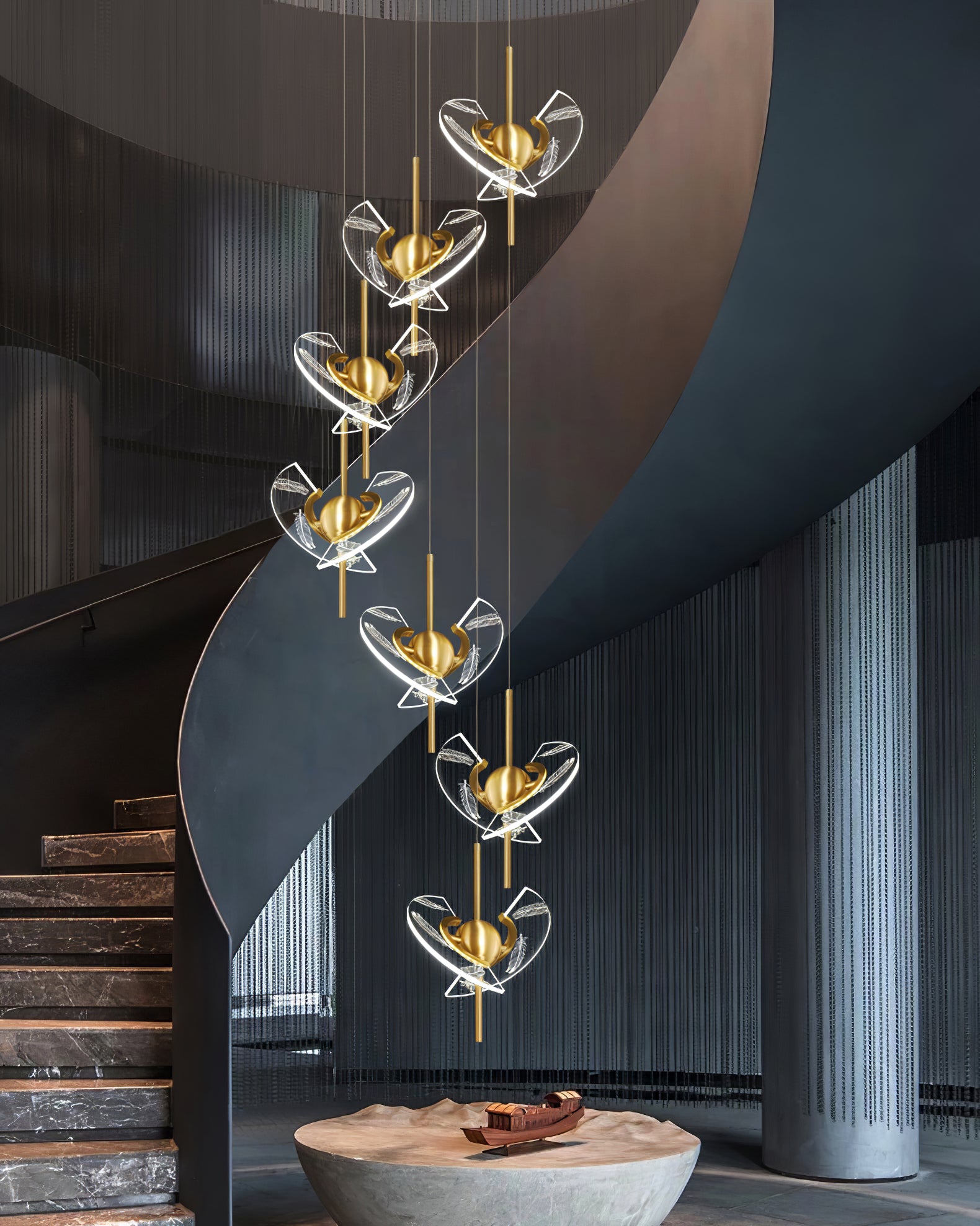 Brass Feather Pendant Lamp - Lumpaz