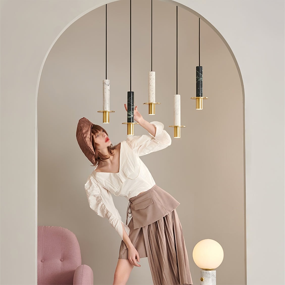 Marble Cylinder Pendant Light - Lumpaz