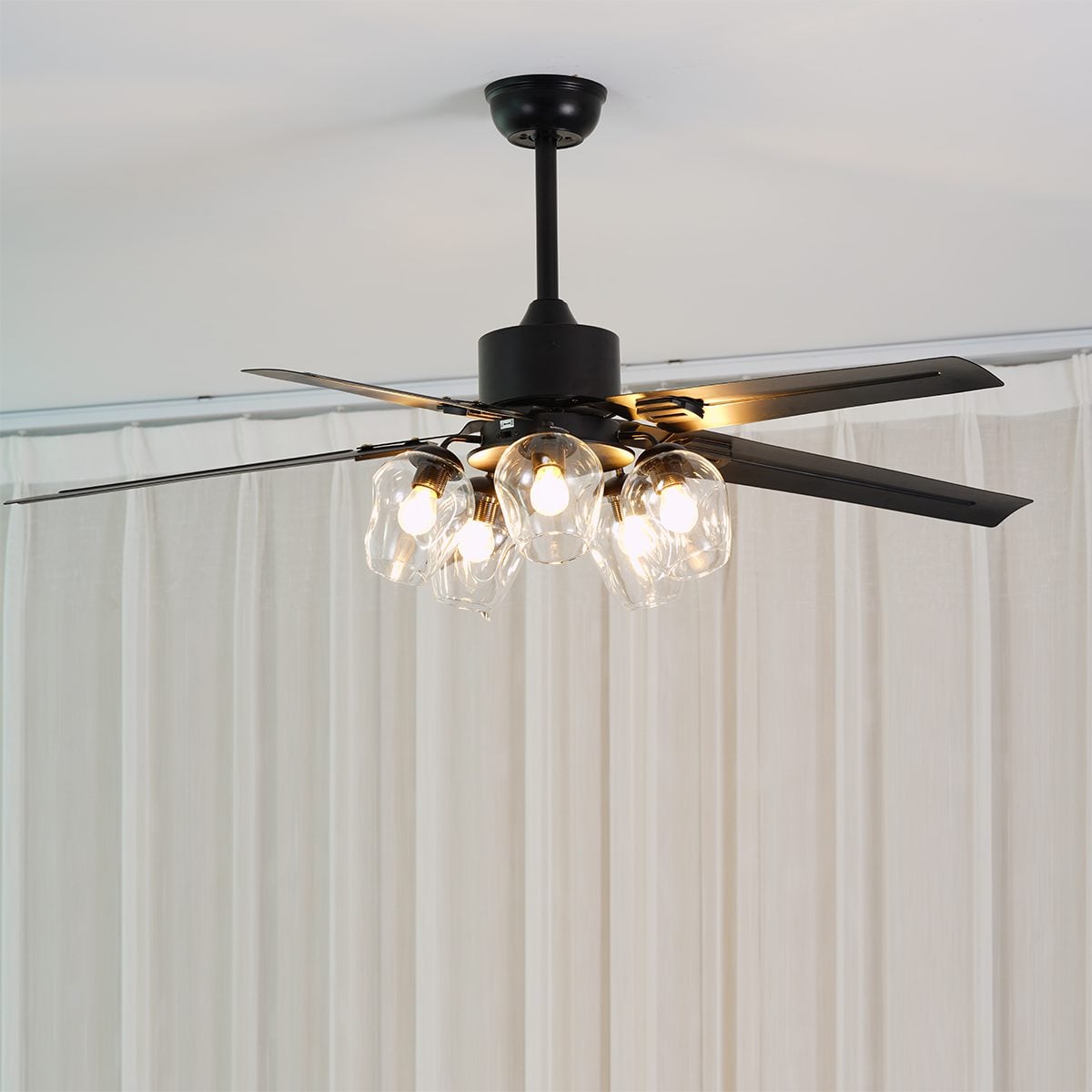 Glass Ball Ceiling Fan Light - Lumpaz