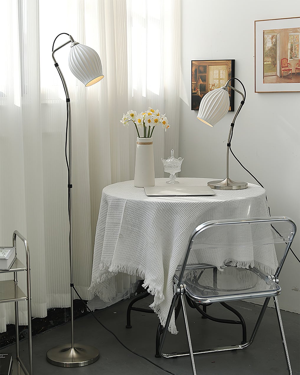 Ceramic Ribbed Floor Lamp - Lumpaz