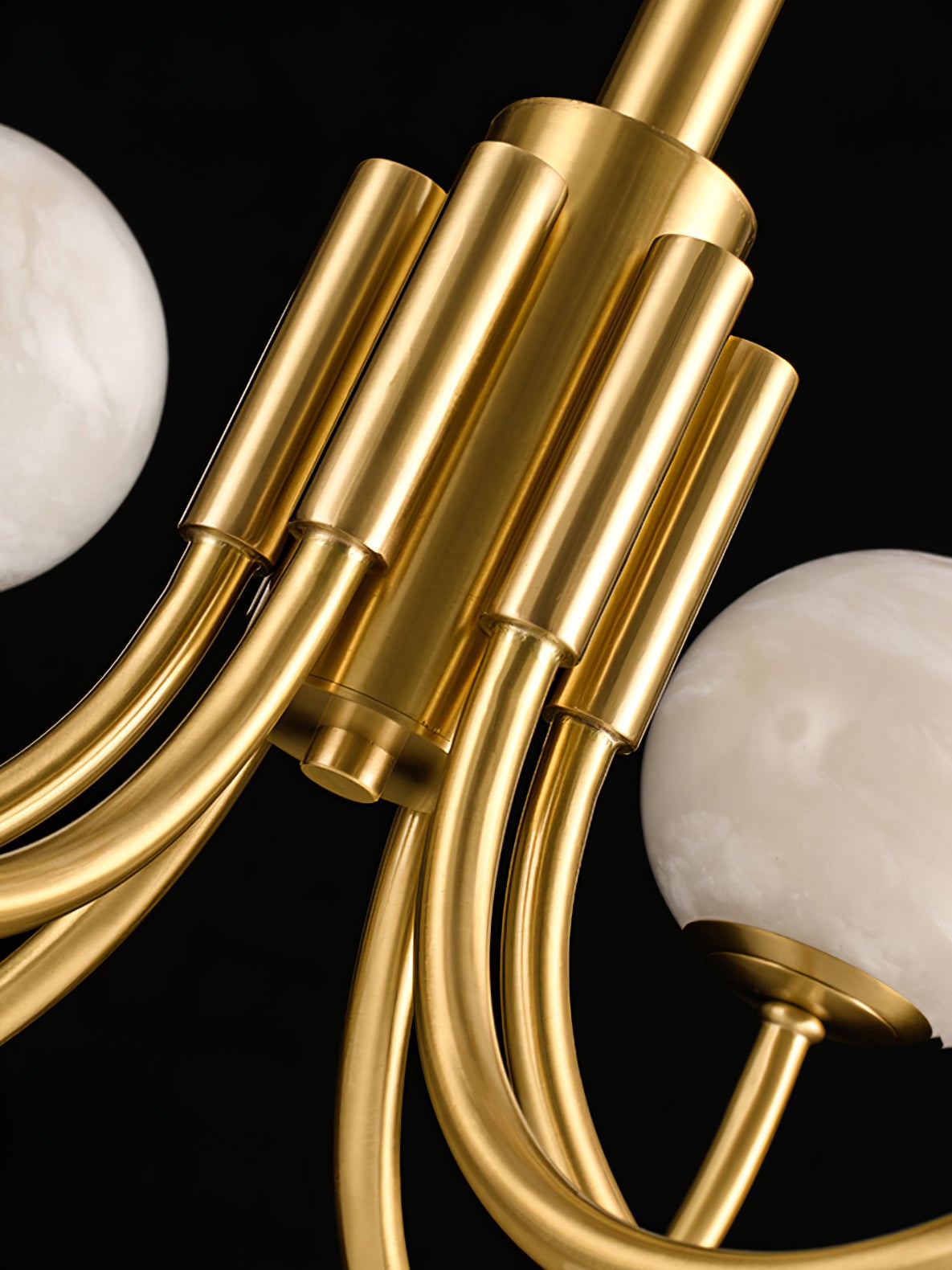 Brass Alabaster Round Chandelier - Lumpaz