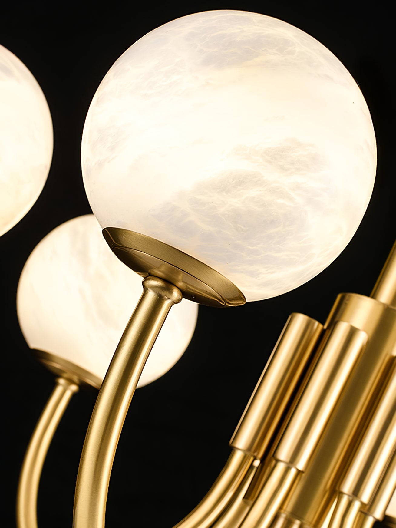 Brass Alabaster Round Chandelier - Lumpaz