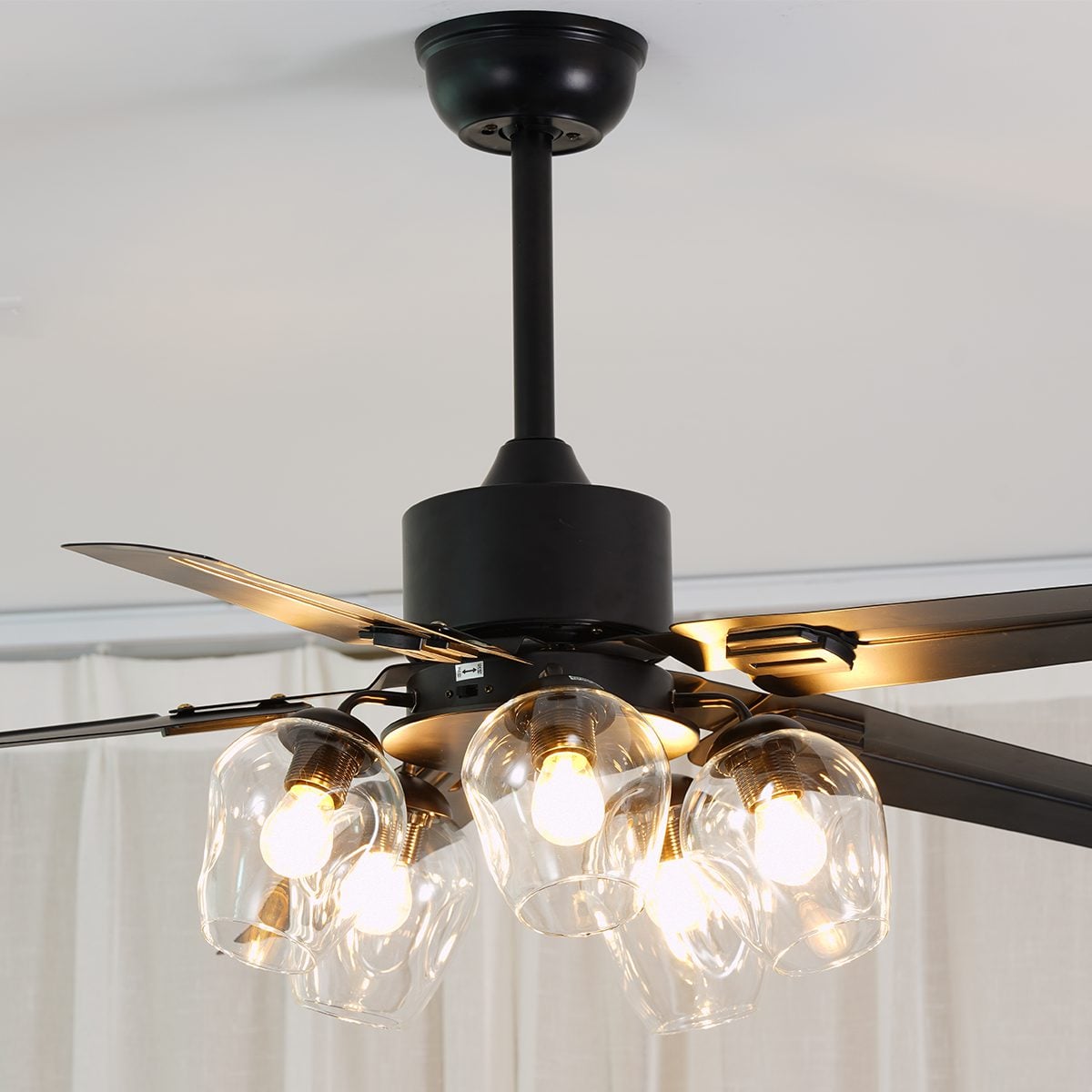 Glass Ball Ceiling Fan Light - Lumpaz