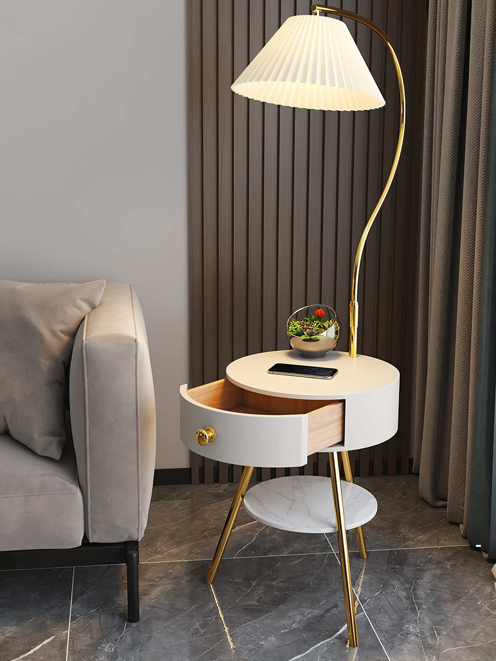 Pleated Drawer Floor Light - Lumpaz