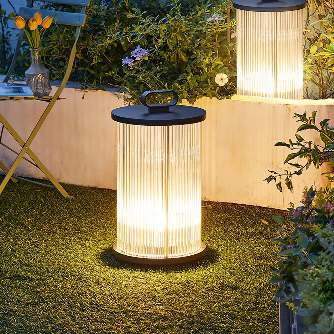 Line Glass Lantern Solar Table Lamp - Lumpaz