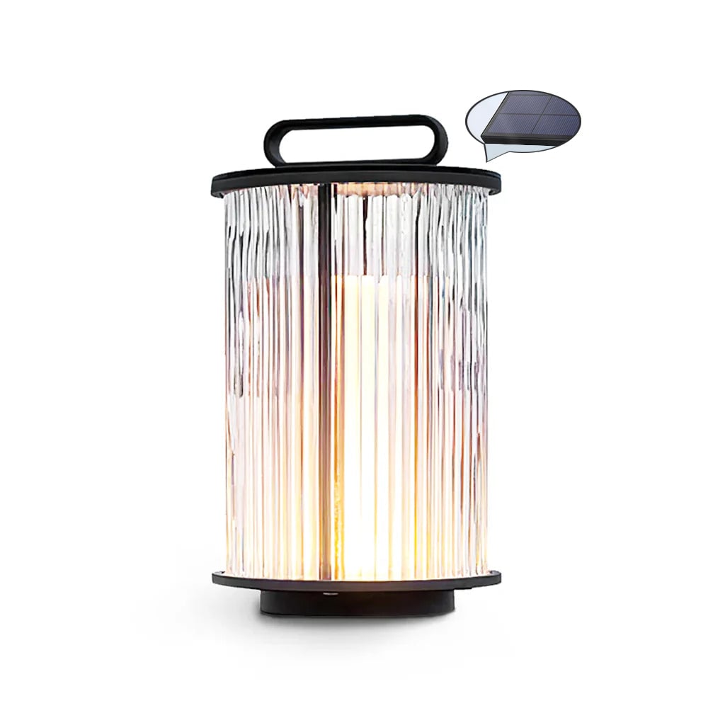 Line Glass Lantern Solar Table Lamp - Lumpaz