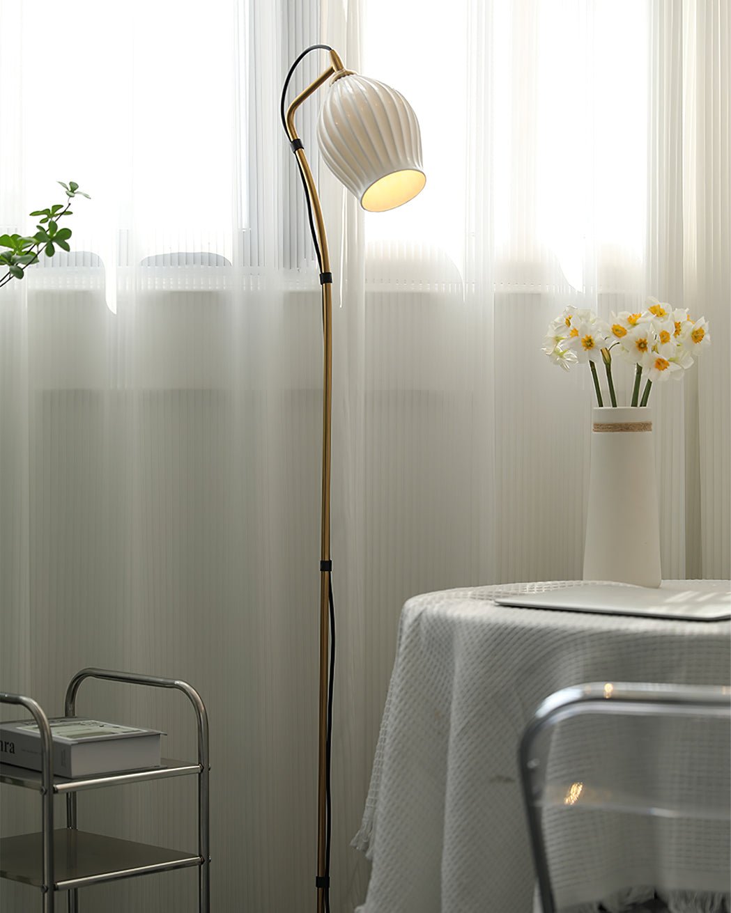 Ceramic Ribbed Floor Lamp - Lumpaz