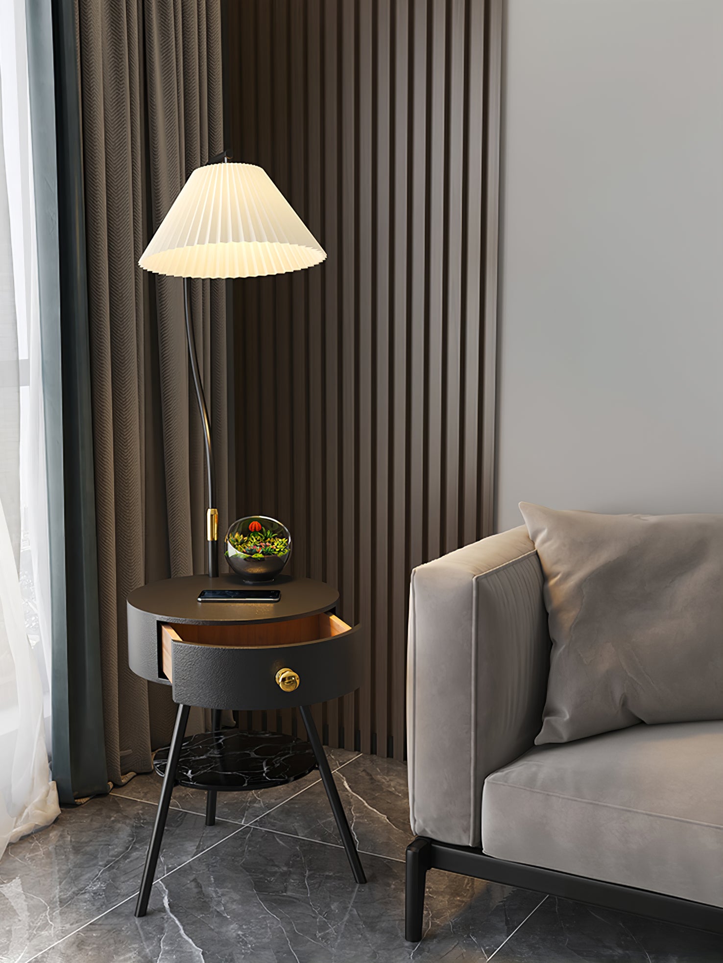 Pleated Drawer Floor Light - Lumpaz
