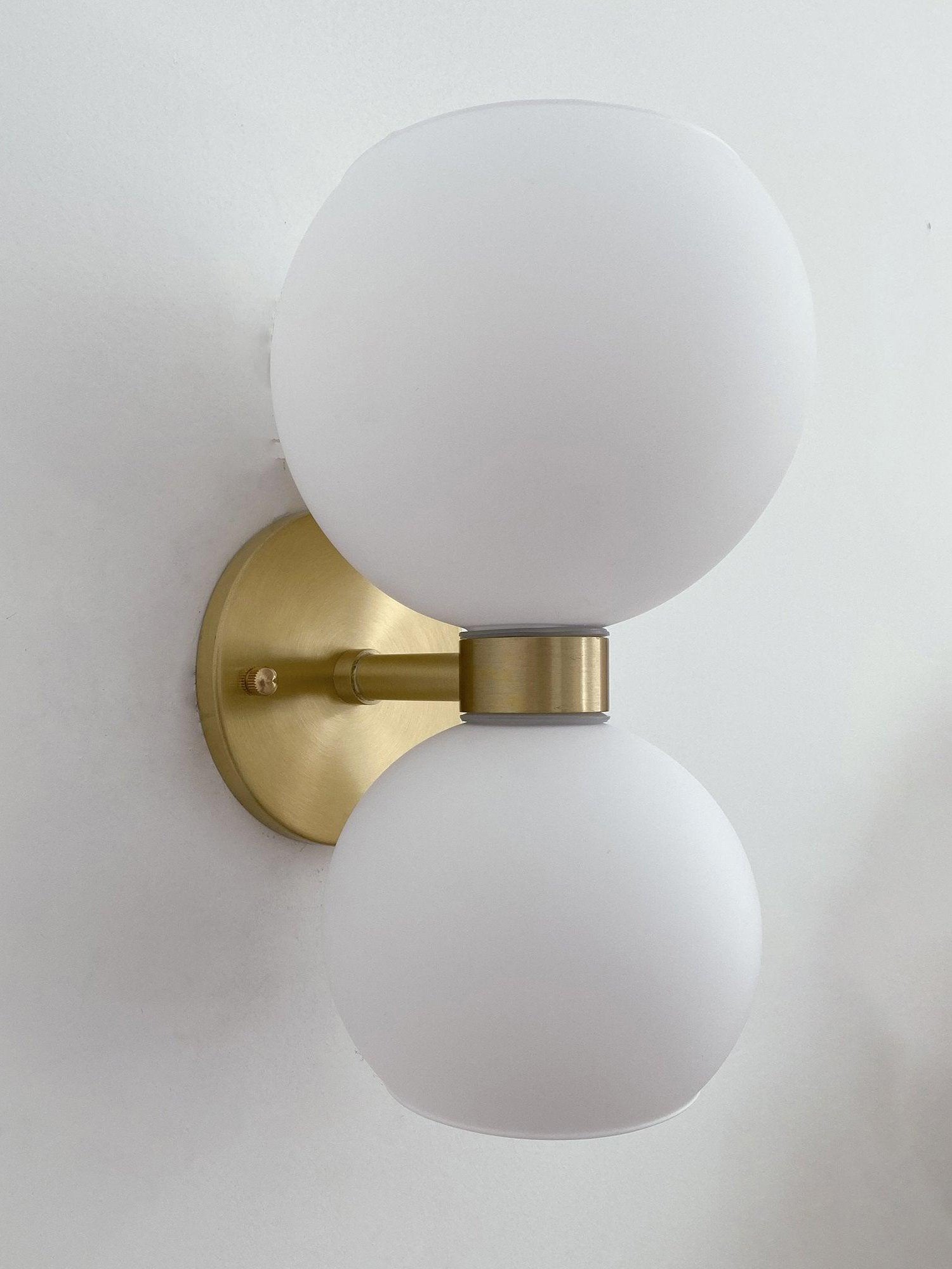 Round White Glass Bedroom Wall Lamp - Lumpaz