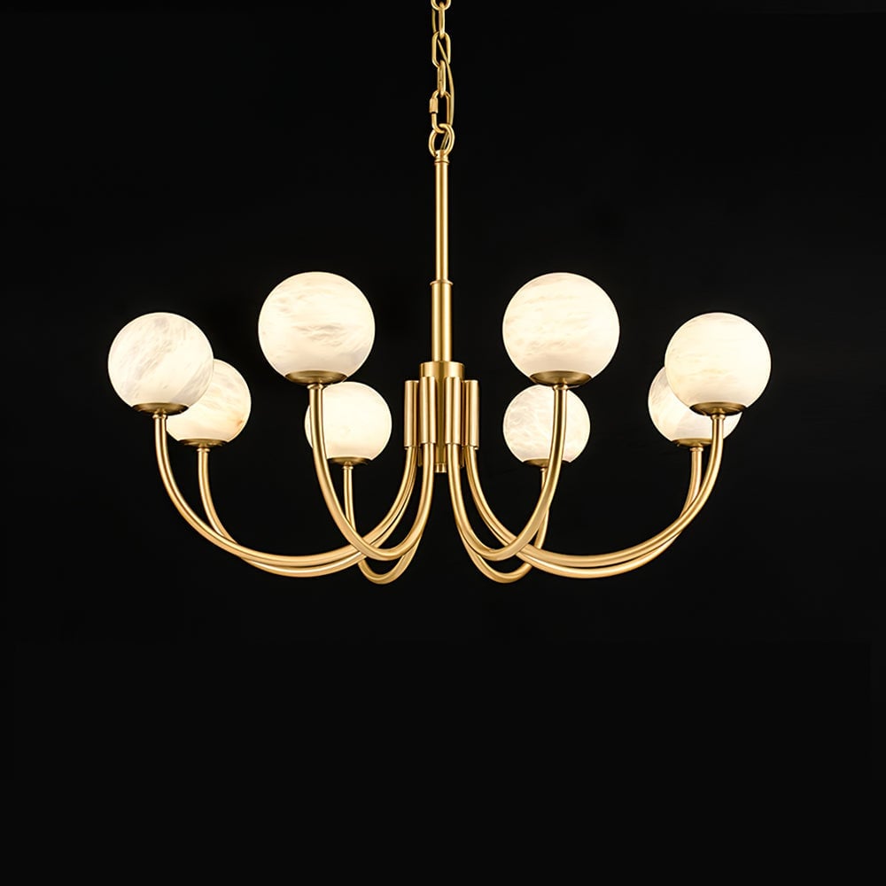 Brass Alabaster Round Chandelier - Lumpaz