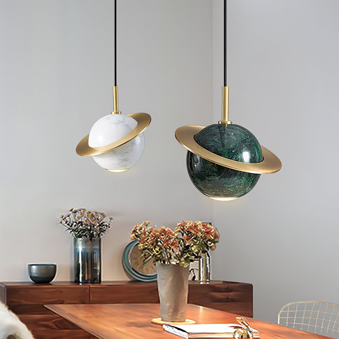Marble Sphere Pendant Lamp - Lumpaz