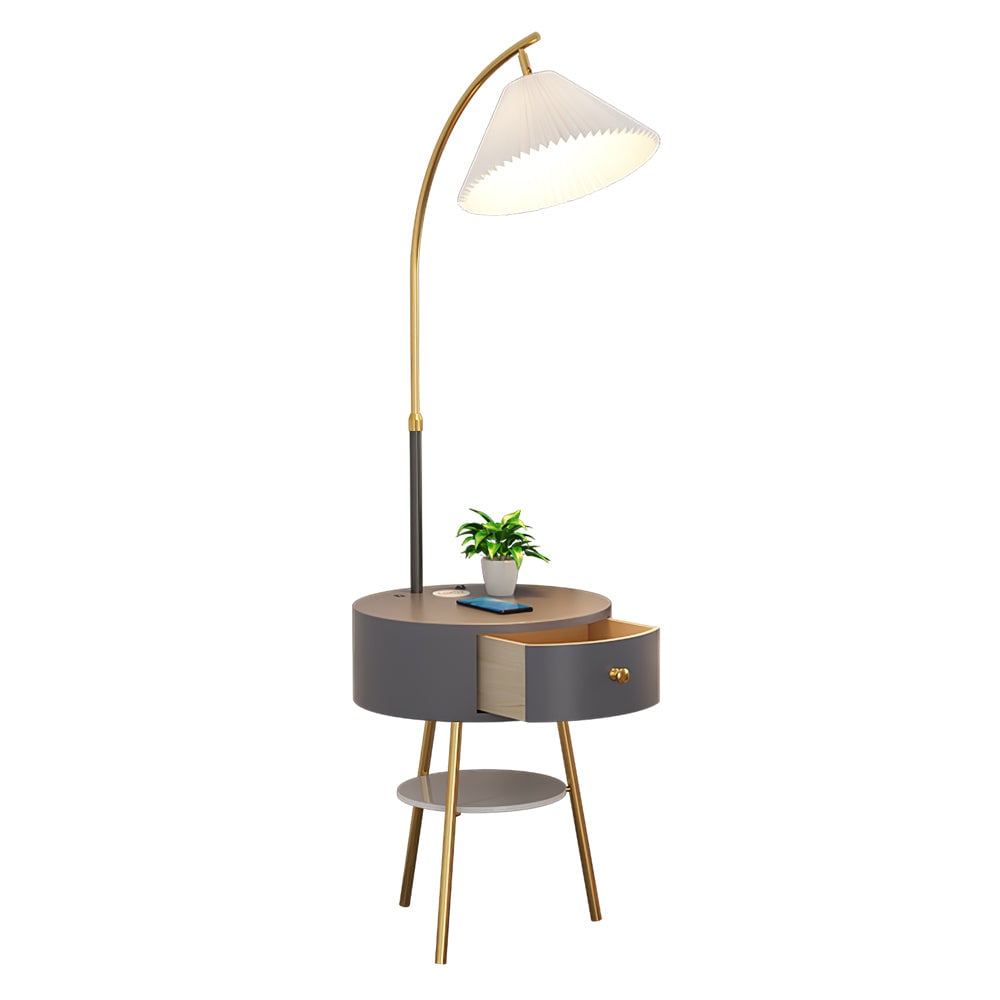 Pleated Fabric Drawer Floor Lamp - Lumpaz