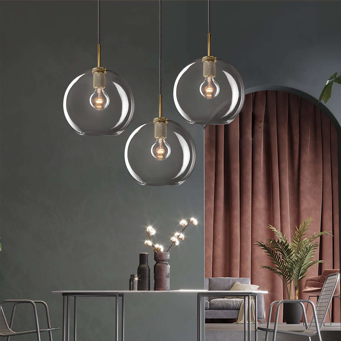 Armed Brass Pendant Lamp - Lumpaz