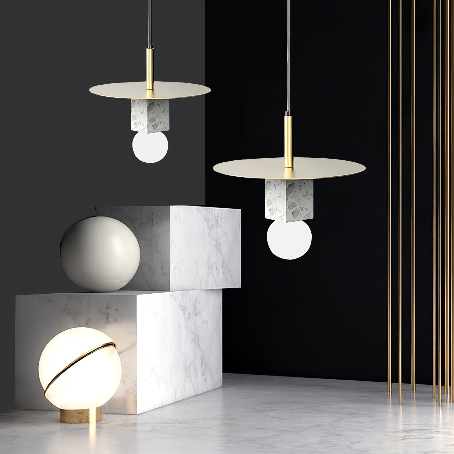 Stone Square Pendant Lamp - Lumpaz