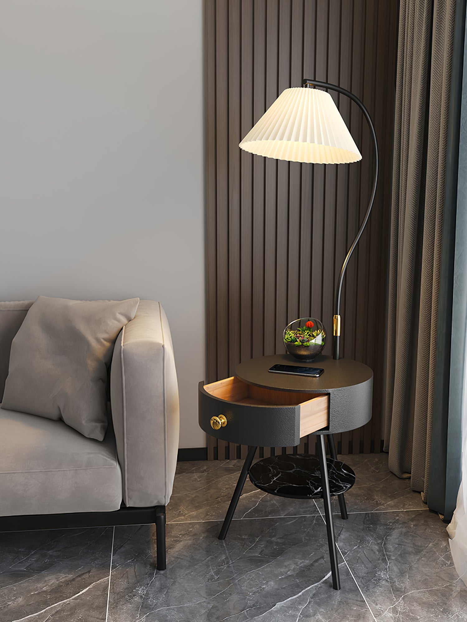 Pleated Drawer Floor Light - Lumpaz