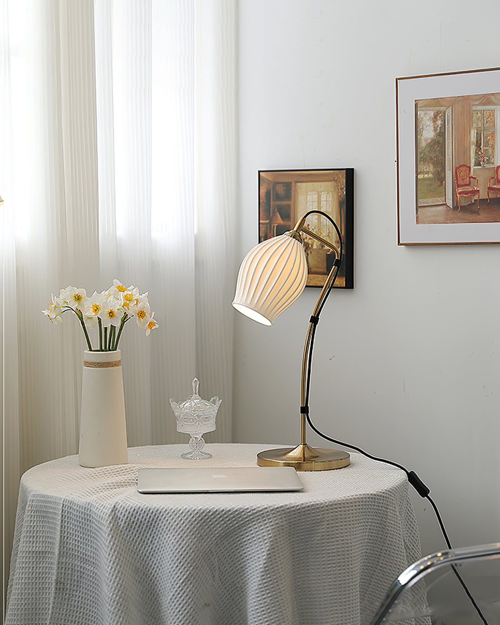 Ceramic Ribbed Table Lamp - Lumpaz