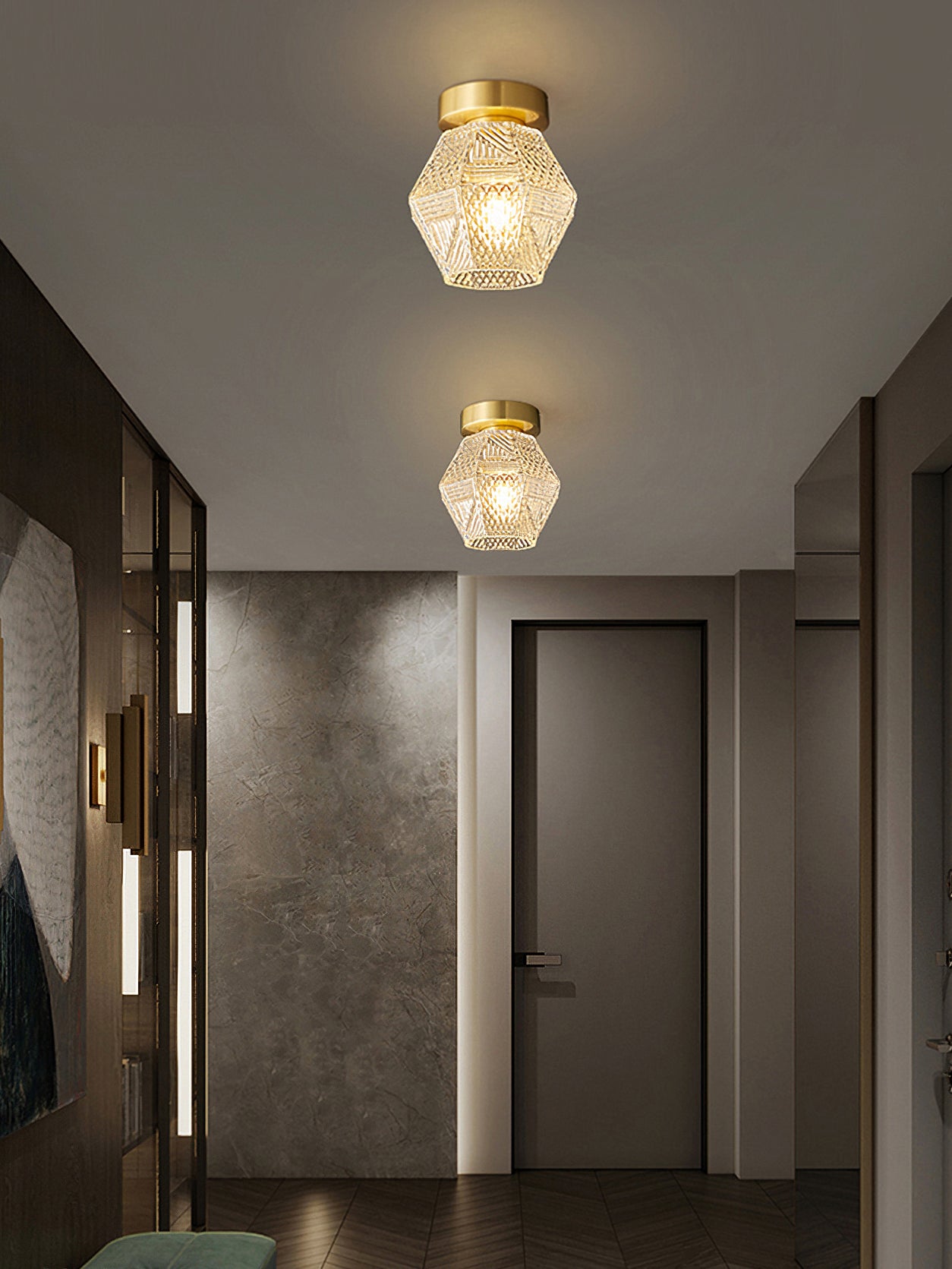 Diamond Cut Art Deco Ceiling Light - Lumpaz