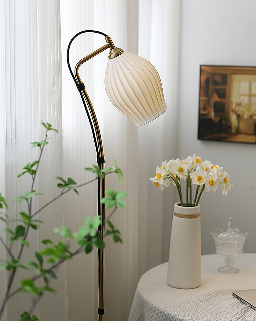 Ceramic Ribbed Floor Lamp - Lumpaz