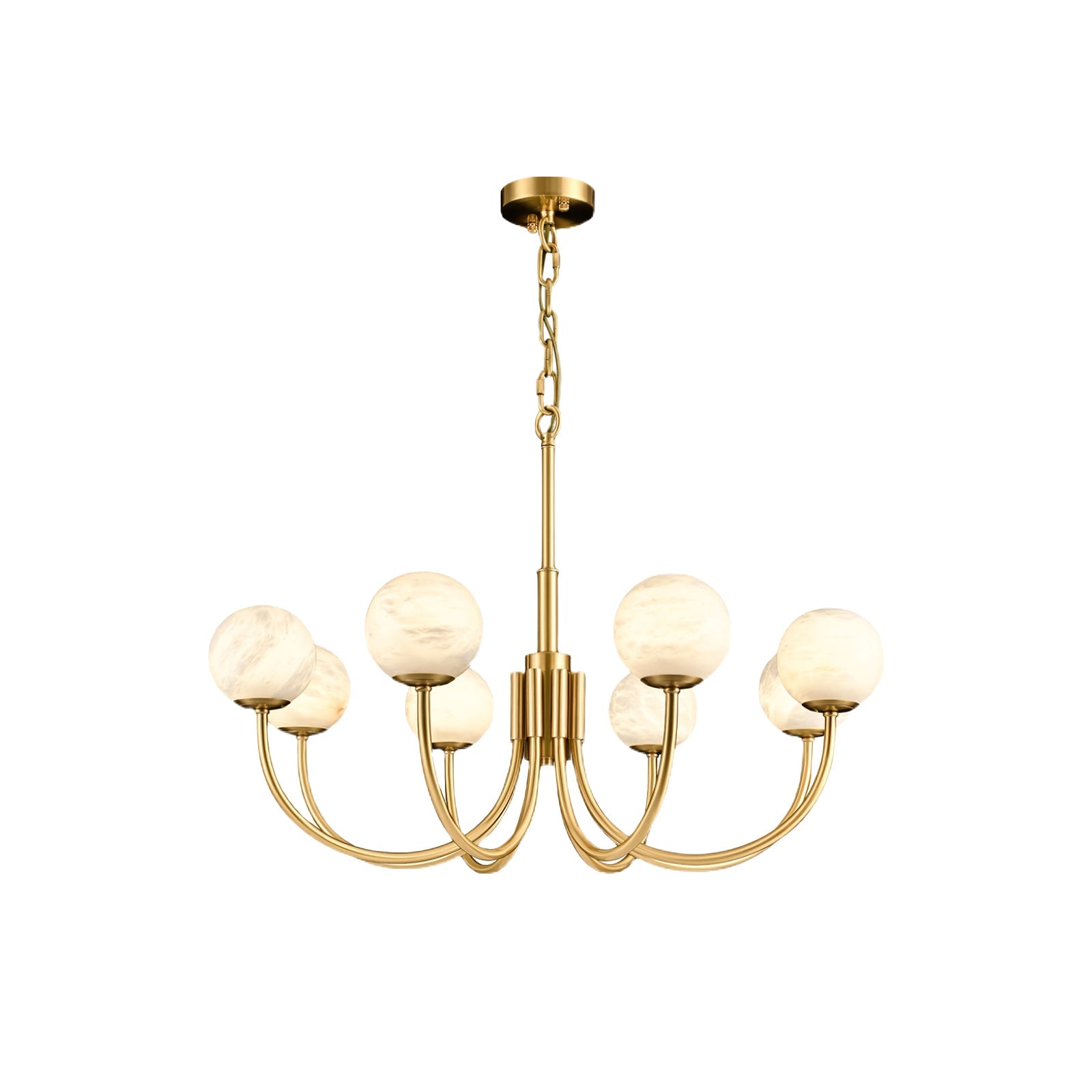 Brass Alabaster Round Chandelier - Lumpaz