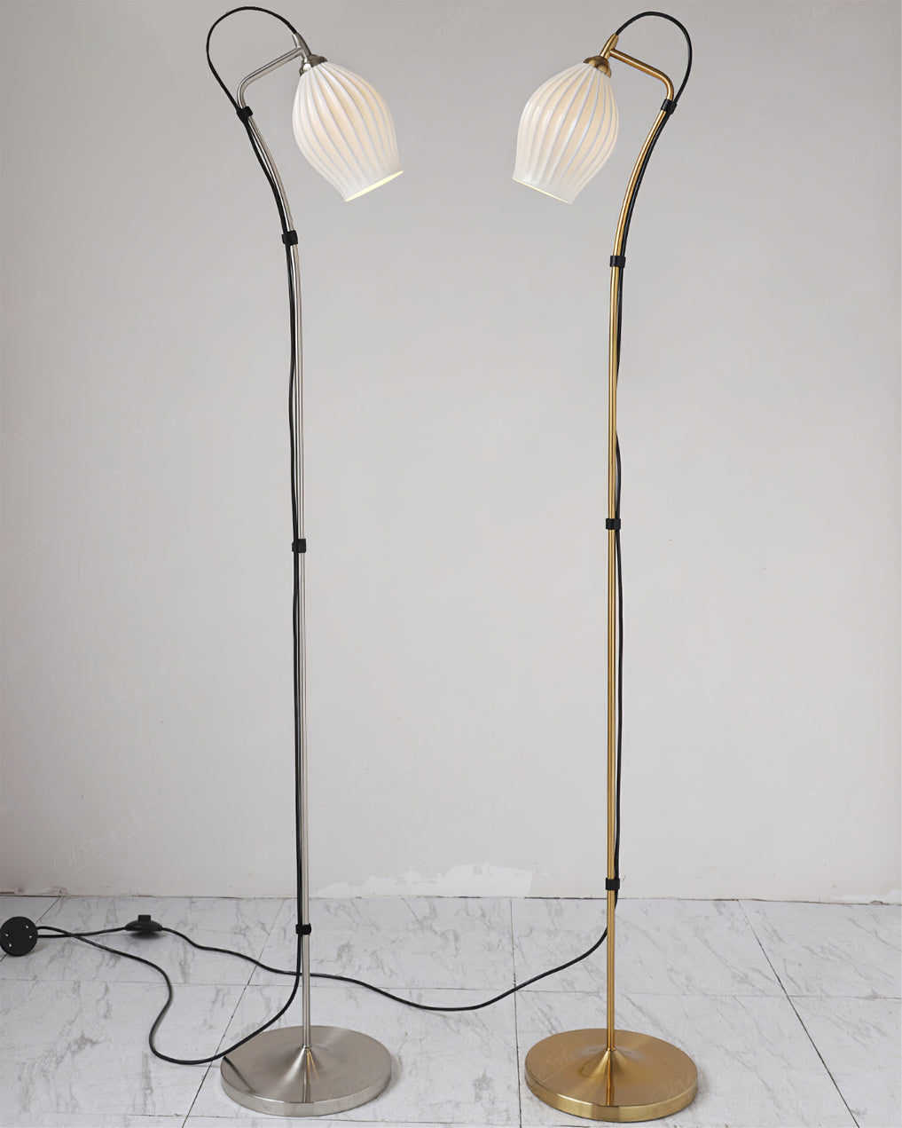 Ceramic Ribbed Floor Lamp - Lumpaz