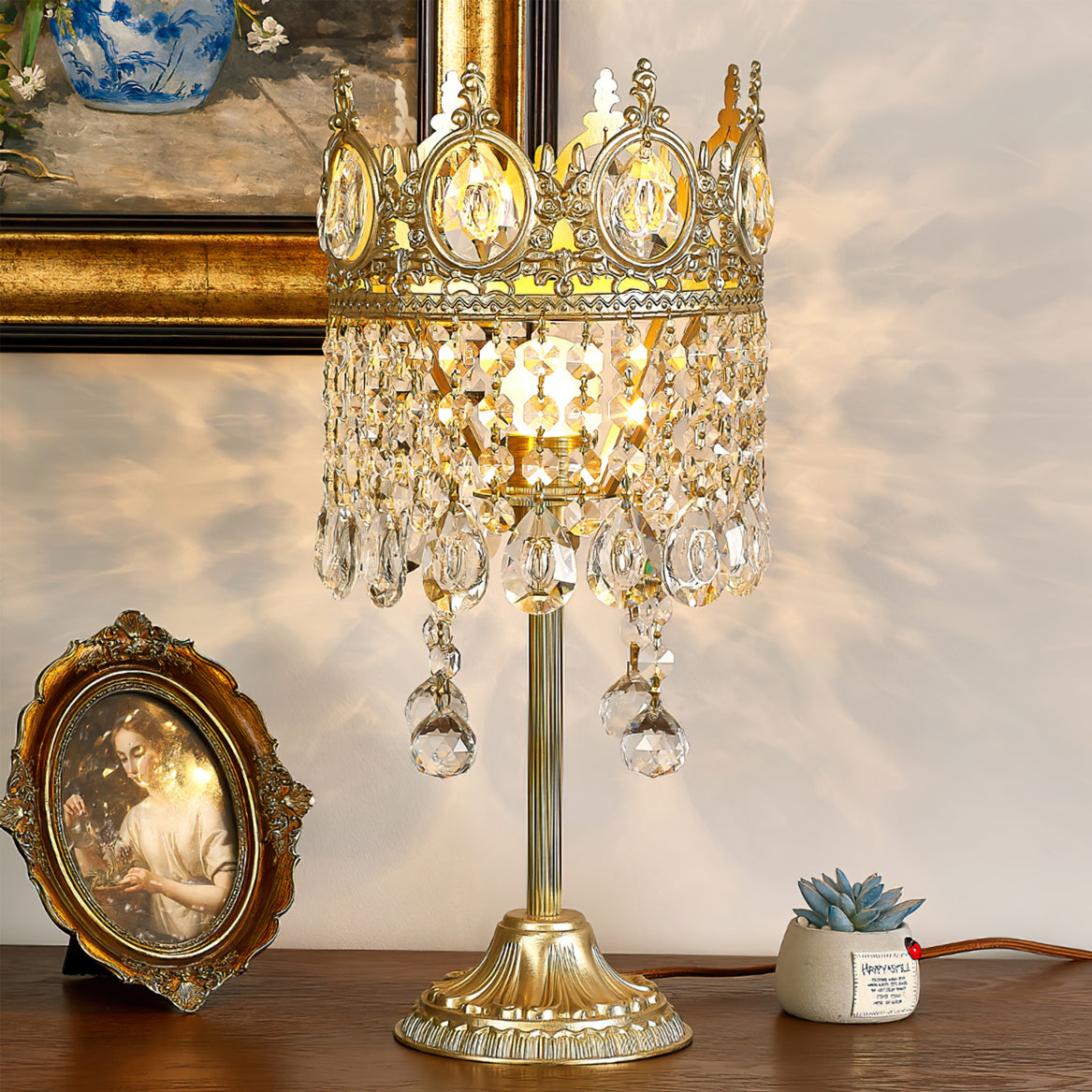 Vintage Crystal Table Lamp - Lumpaz