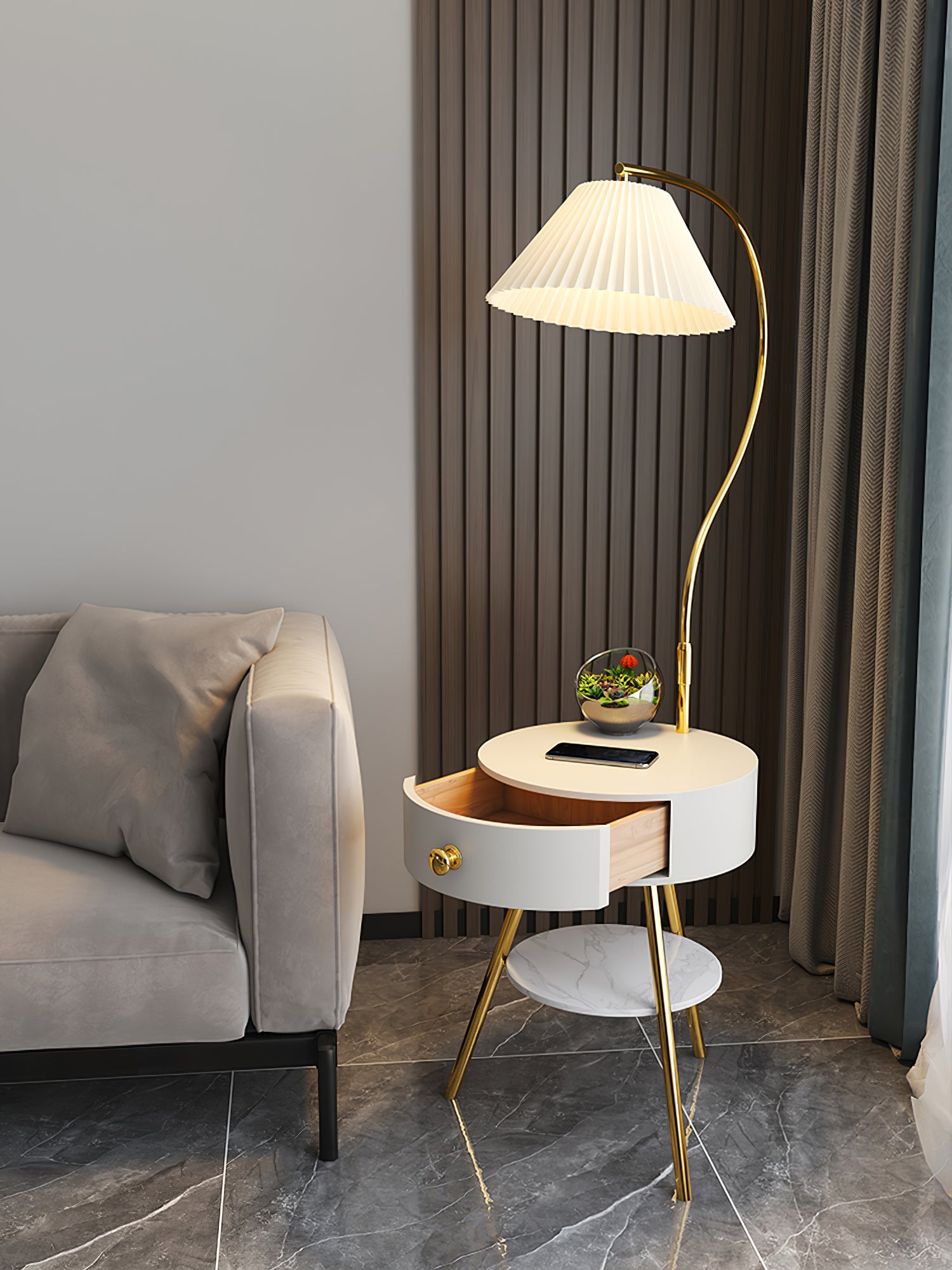 Pleated Drawer Floor Light - Lumpaz