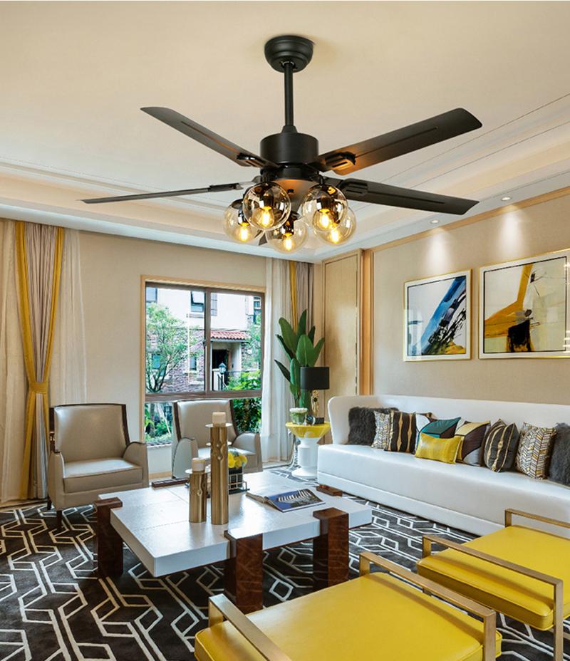 Glass Ball Ceiling Fan Light - Lumpaz