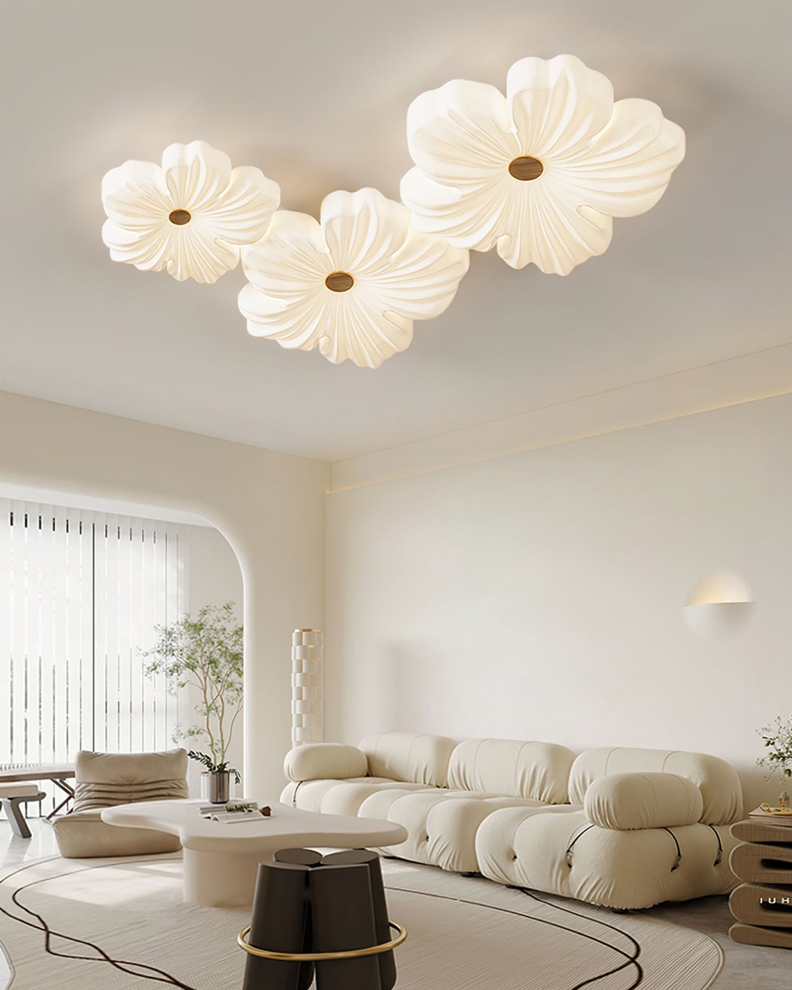 Cream Flower Ceiling Lamp - Lumpaz