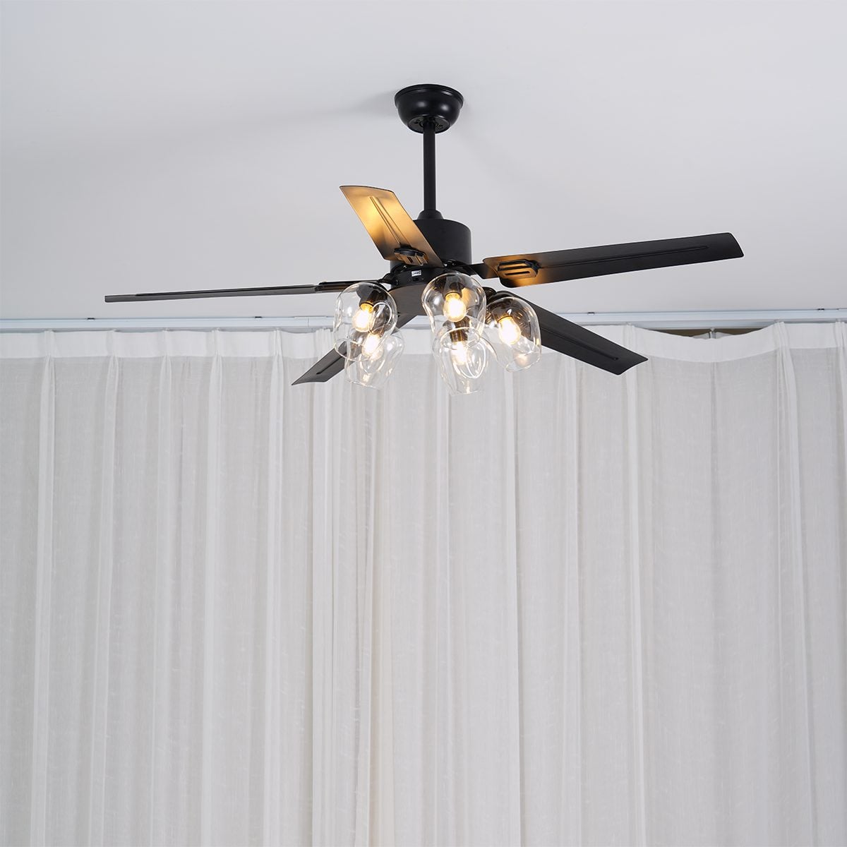 Glass Ball Ceiling Fan Light - Lumpaz