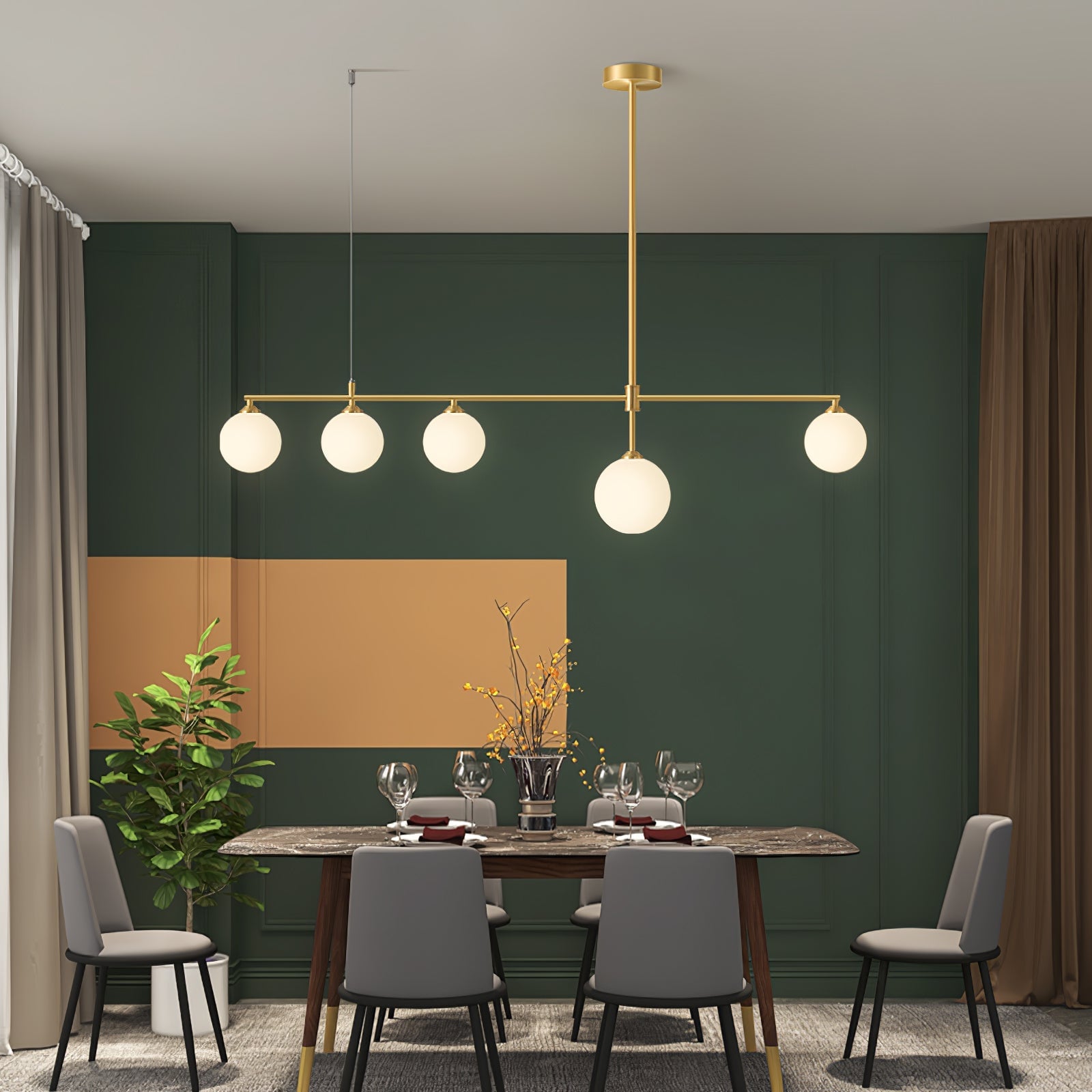 Brass Globe Chandelier - Lumpaz