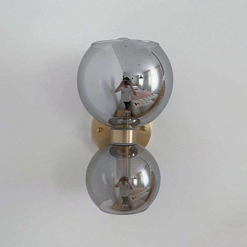 Round White Glass Bedroom Wall Lamp - Lumpaz