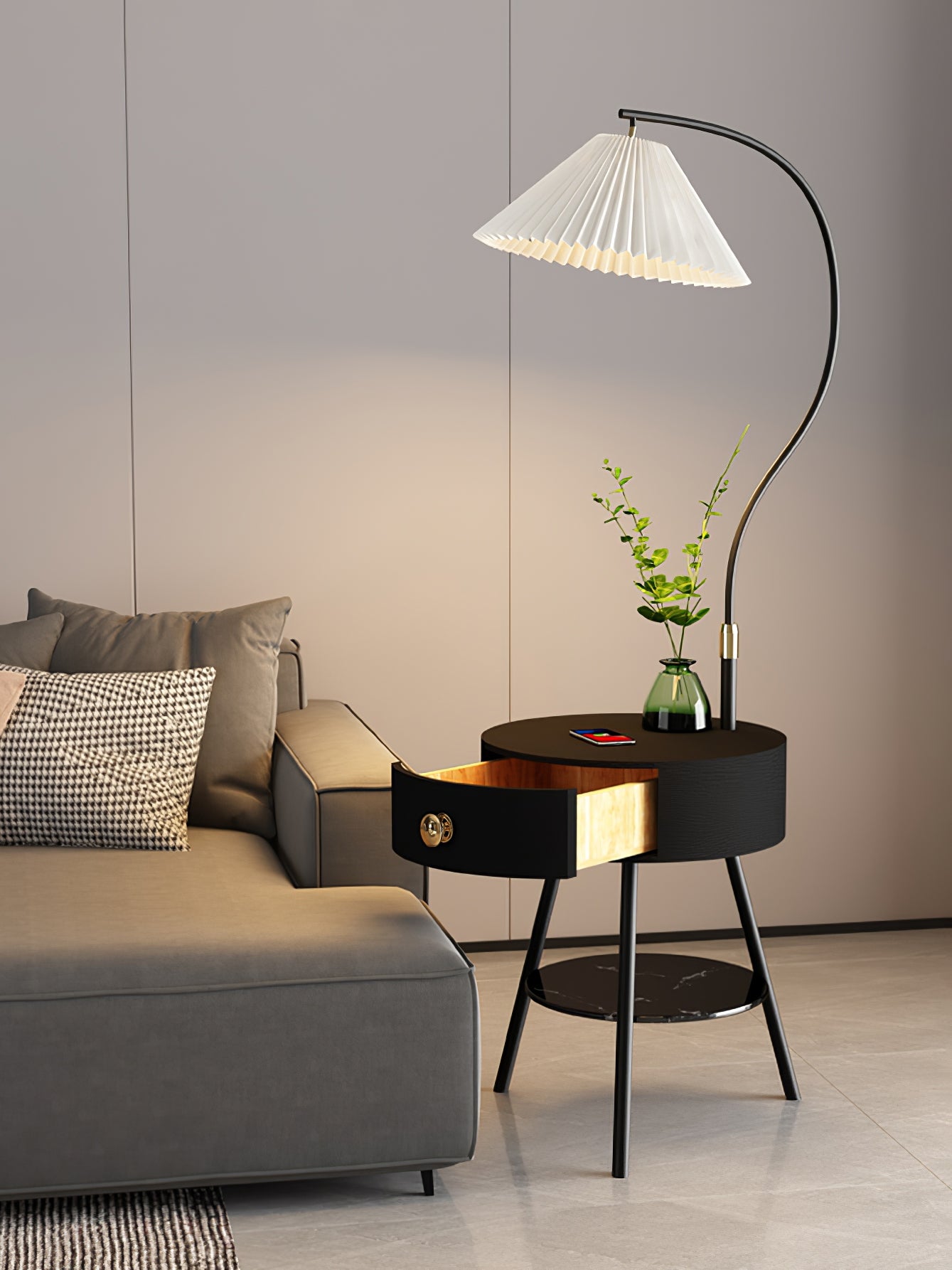 Pleated Drawer Floor Light - Lumpaz