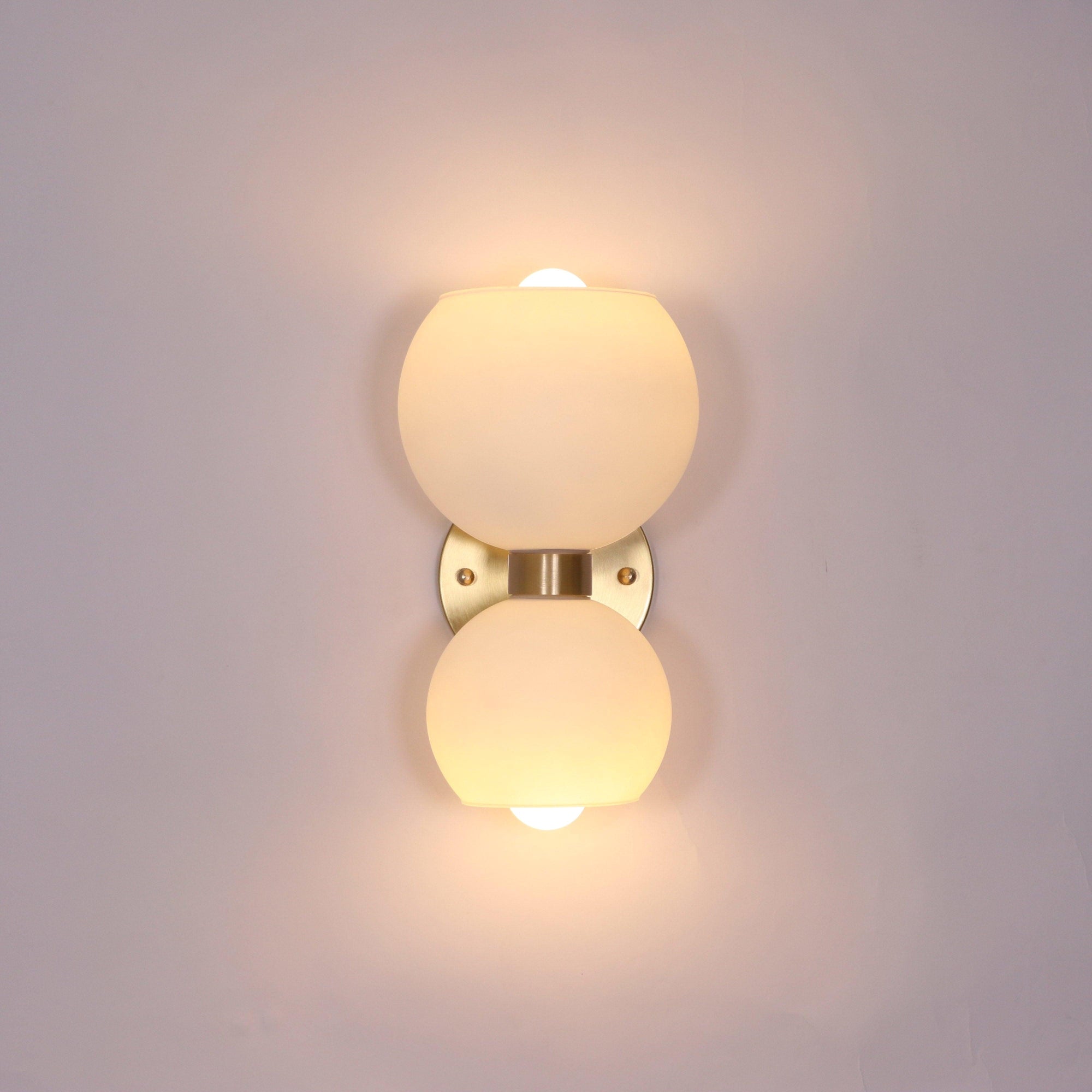 Round White Glass Bedroom Wall Lamp - Lumpaz