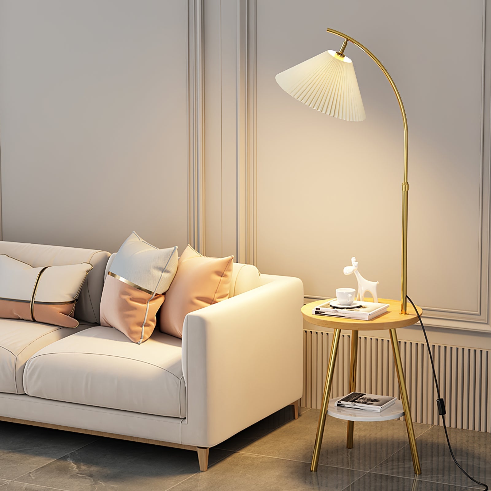 Pleated Fabric Drawer Floor Lamp - Lumpaz