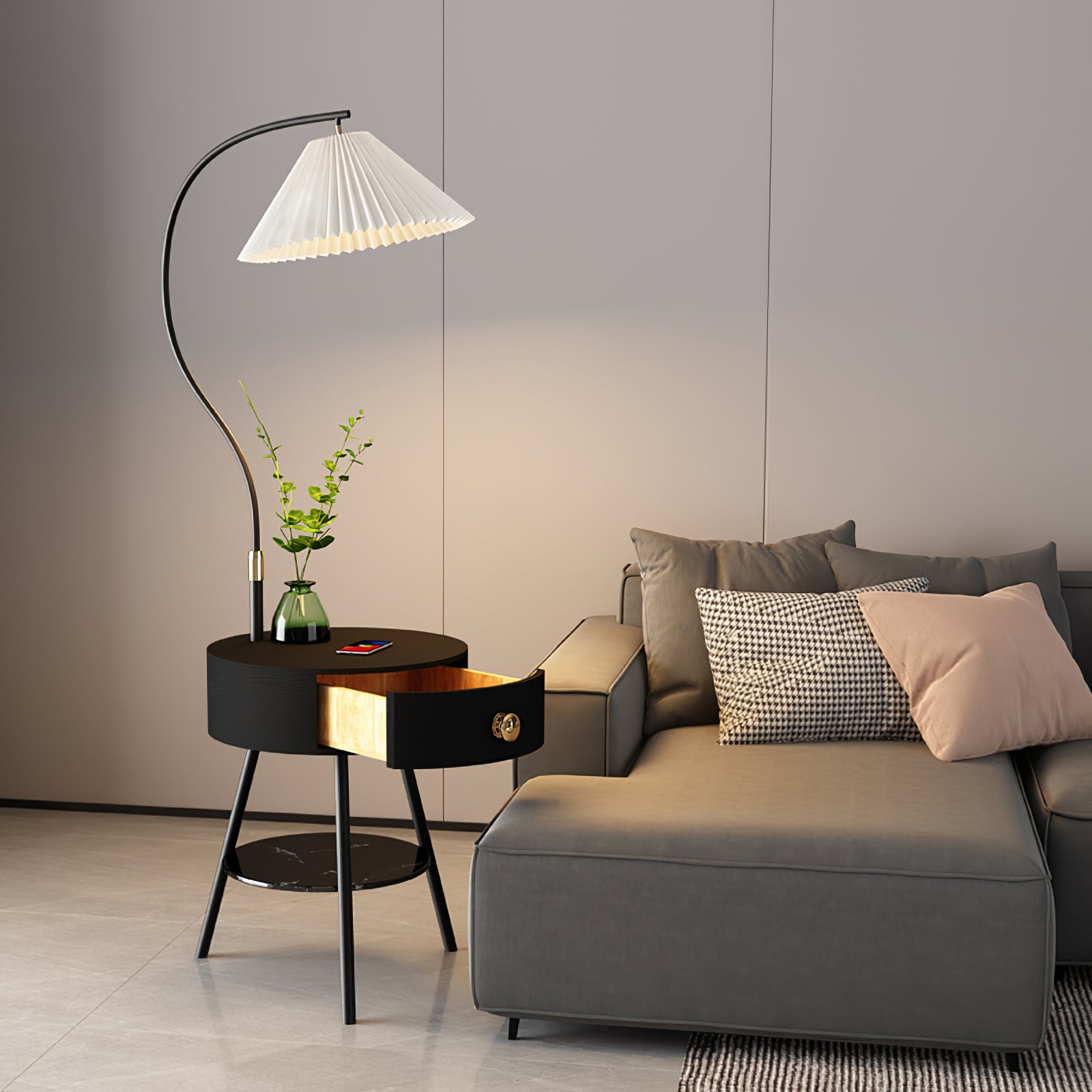 Pleated Drawer Floor Light - Lumpaz