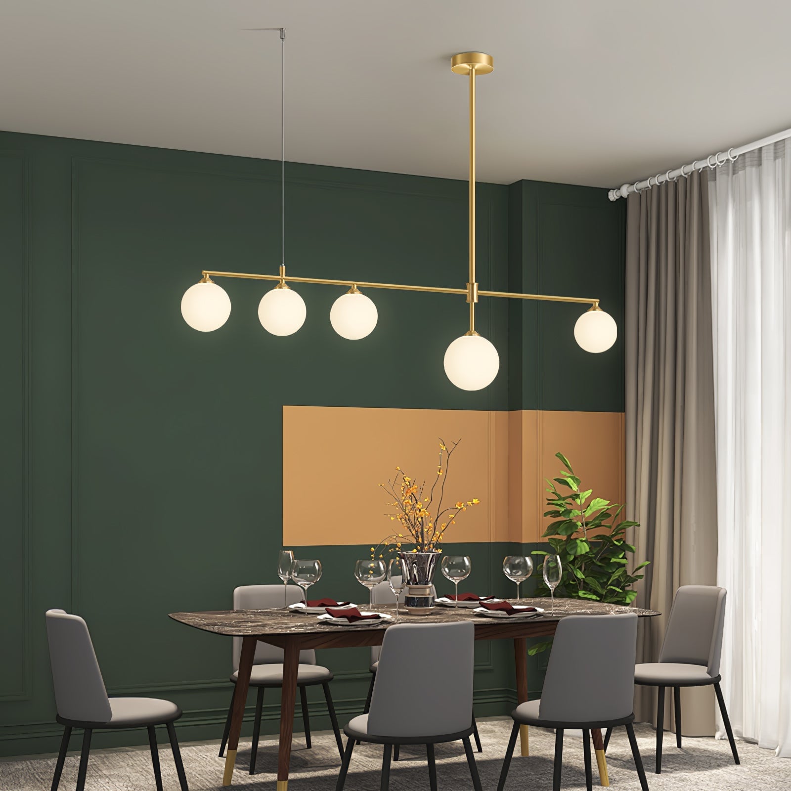 Brass Globe Chandelier - Lumpaz