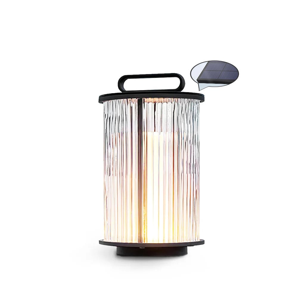 Line Glass Lantern Solar Table Lamp - Lumpaz