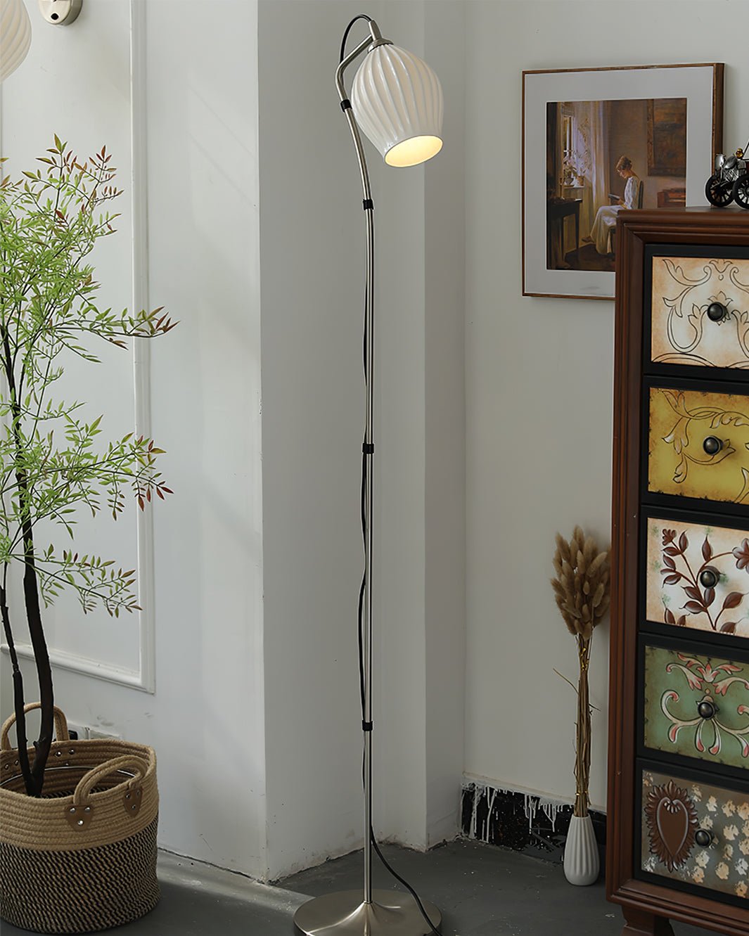 Ceramic Ribbed Floor Lamp - Lumpaz